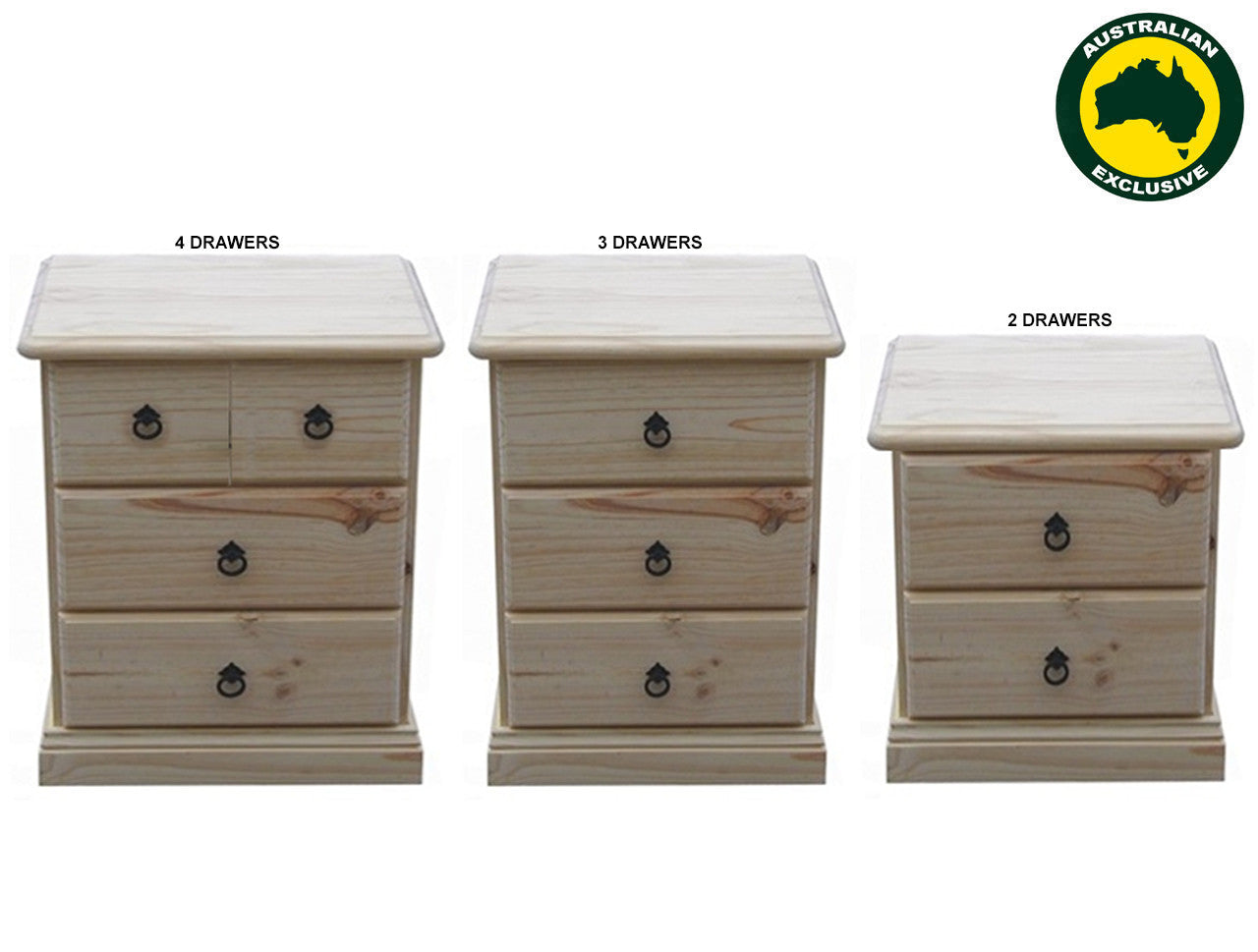 DARWIN (AUSSIE MADE) DELUXE BEDSIDE COLLECTION - ASSORTED STAINED COLOURS - STARTING FROM $399
