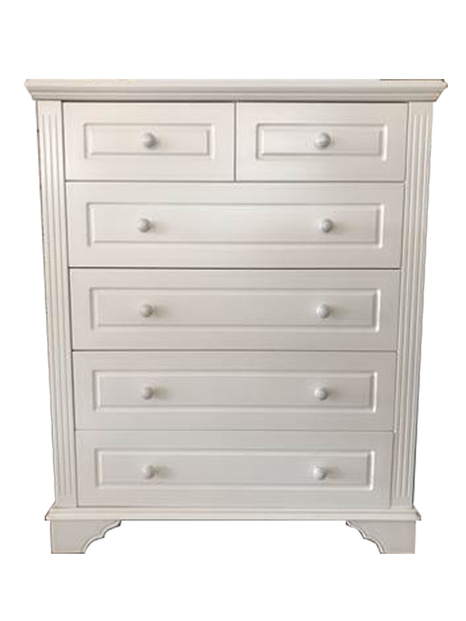 Isabella 6 Drawer Top Split Tallboy (LS-023) - Ivory White