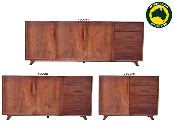 DENVER (AUSSIE MADE) BUFFET WITH SCANDI LEGS COLLECTION - ASSORTED STAINED COLOURS
