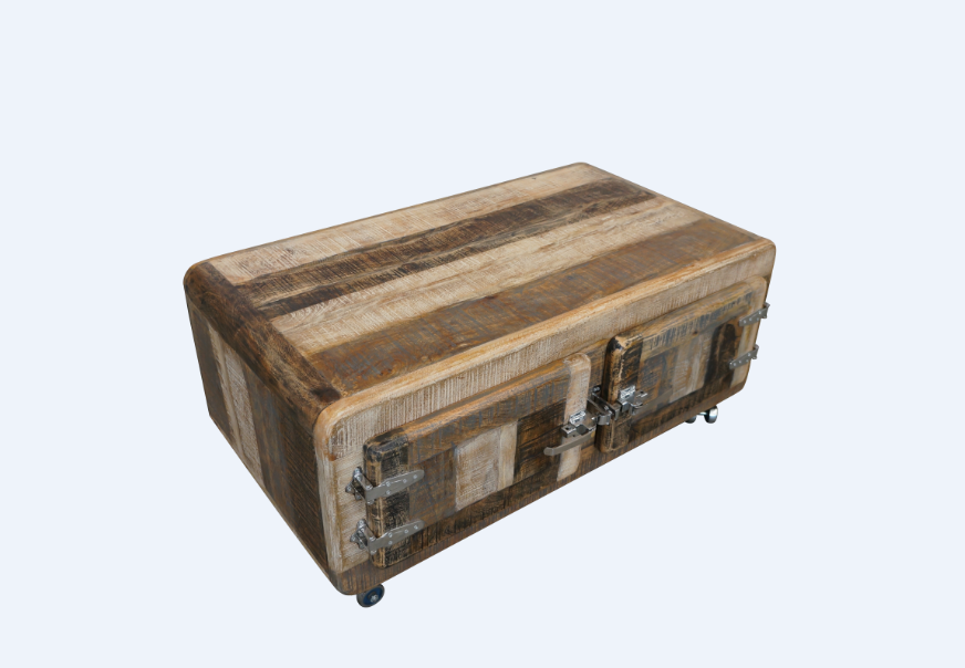 DETRIOT TWO DOOR 1100(W) X 720(D) COFFEE TABLE - DISTRESSED MULTI