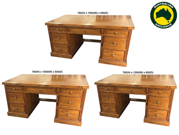 DEVLIN (AUSSIE MADE) DESK WITH PICTURE FRAME COLLECTION - ASSORTED STAINED COLOURS