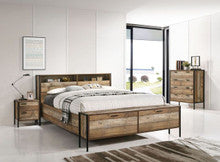 QUEEN KAYN BED FRAME WITH FRONT STORAGE- OAK FINISHED