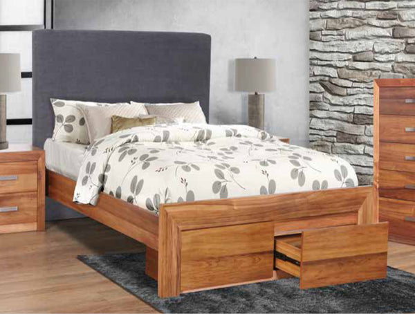 QUEEN ECCLISE BED FRAME WITH UNDERBED STORAGE DRAWERS (NO BEDHEAD) - BLACKWOOD