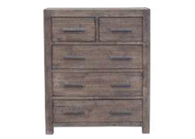 EDISON 5 DRAWER TALLBOY - 1200(H) X 1000(W) - BRUSHED BROWN