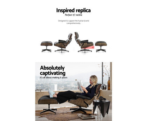 ELYSIAN BENTWOOD RECLINER LOUNGE ARM CHAIR WITH OTTOMAN - BLACK