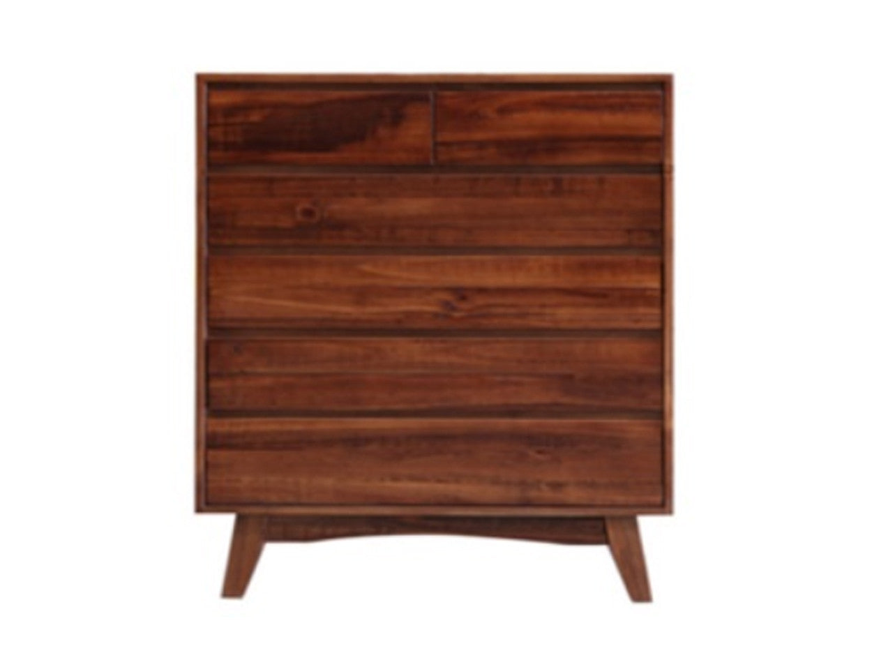 EUREKA KING 4 PIECE (TALLBOY) (WITH 6 DRAWER) BEDROOM SUITE (MODEL-16-9-14-14-1-3-12-5 ) - HAZELNUT