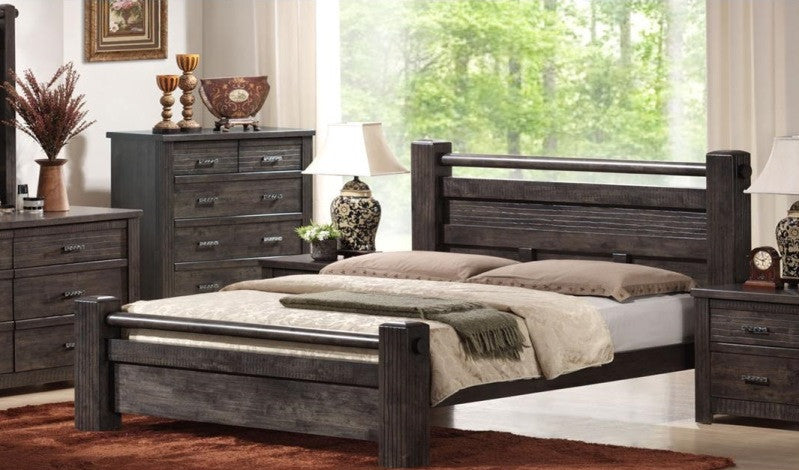ASHCOURT KING 4 PIECE (TALLBOY BEDROOM) SUITE (5-4-9-19-15-14) - CHARCOAL