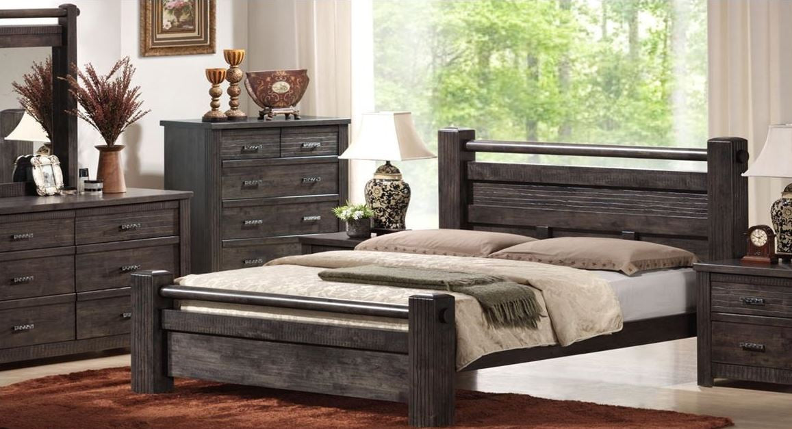 EDYSON KING 5 PIECE DRESSER BEDROOM SUITE - CHARCOAL