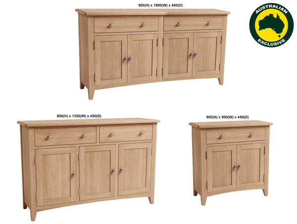 ELEGANCE (AUSSIE MADE) BUFFET COLLECTION - TASSIE OAK COMBINATION - ASSORTED STAINED COLOURS