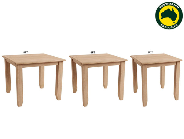ELEGANCE (AUSSIE MADE) SQUARE DINING TABLE COLLECTION - TASSIE OAK COMBINATION - ASSORTED STAINED COLOURS