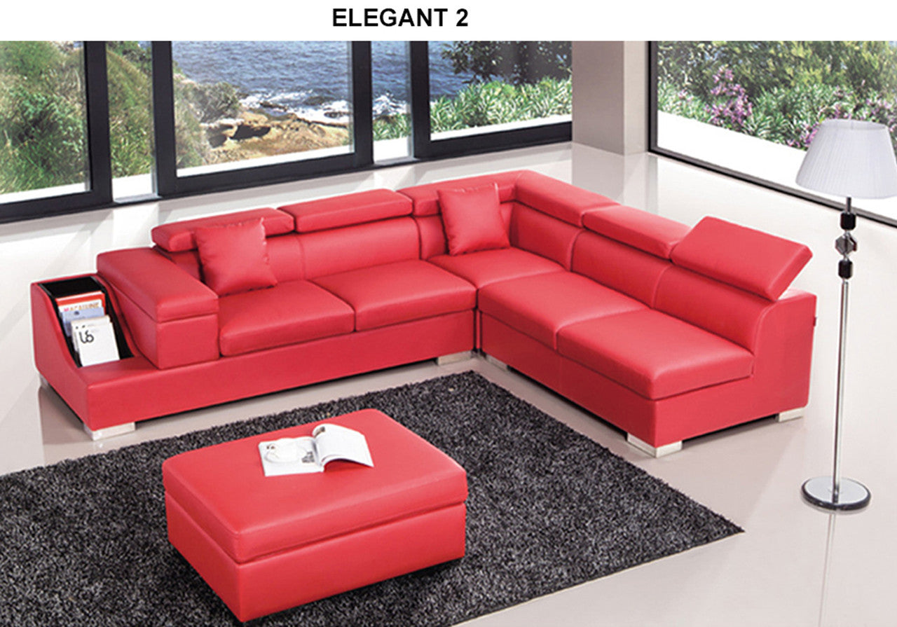 ELEGANT (G1070) LEATHER/ETTE COMBINATION CORNER LOUNGE COLLECTION - ASSORTED COLOURS