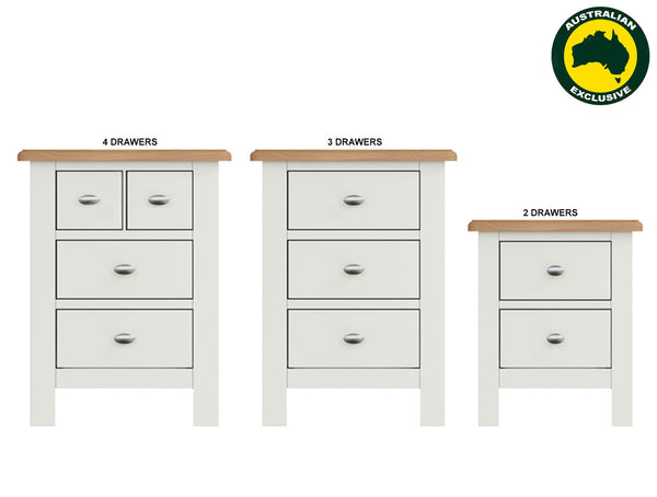 EMMETT (AUSSIE MADE) BEDSIDE TABLE WITH BLOCK LEG COLLECTION - ASSORTED STAINED / PAINTED COLOURS