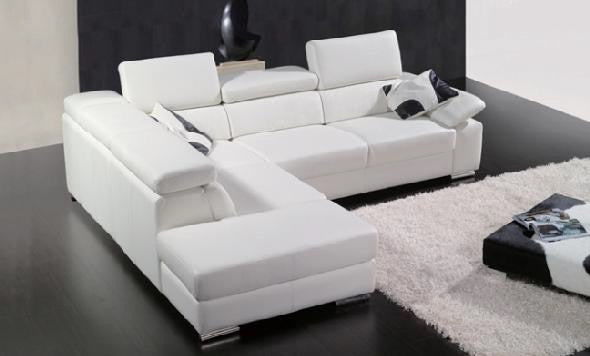 GRISSOM (F2032) 3 SEATER LEATHER/ETTE COMBINATION CHAISE LOUNGE - ASSORTED COLOURS