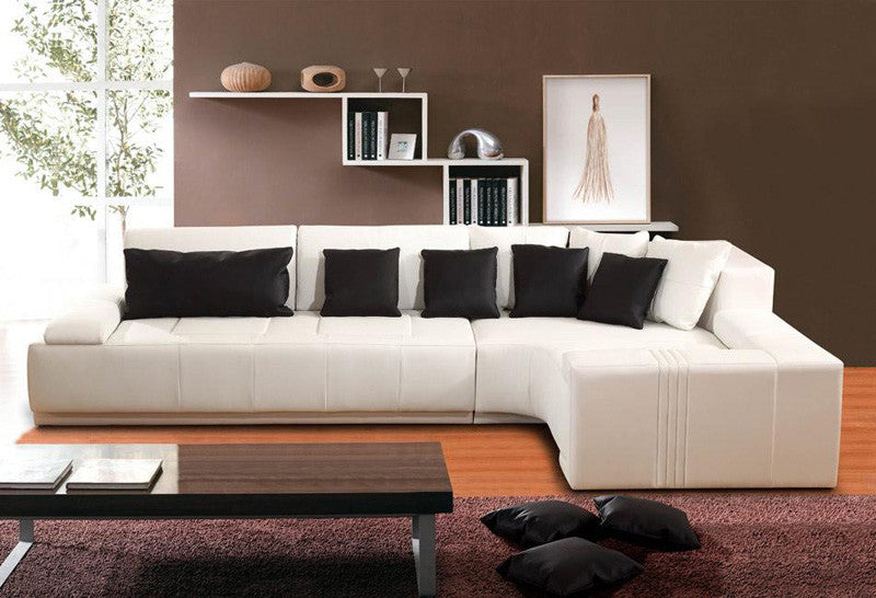 STEINN (F2044) 3 SEATER 100% ITALIAN LEATHER/ETTE COMBINATION CHAISE LOUNGE - ASSORTED COLOURS