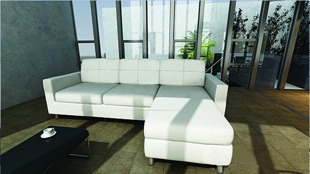 KIMBERLY LEATHERETTE 2 SEATER + LHS/RHS CHAISE - WHITE