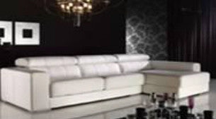 EVERET (F2079) 3 SEATER LEATHER/ETTE COMBINATION CHAISE LOUNGE - ASSORTED COLOURS