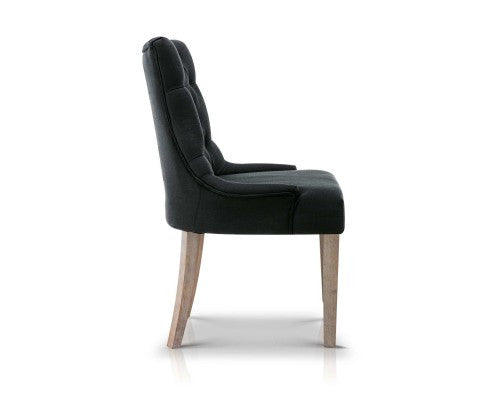 CAYES FRENCH PROVINCIAL FABRIC DINING CHAIR - BLACK