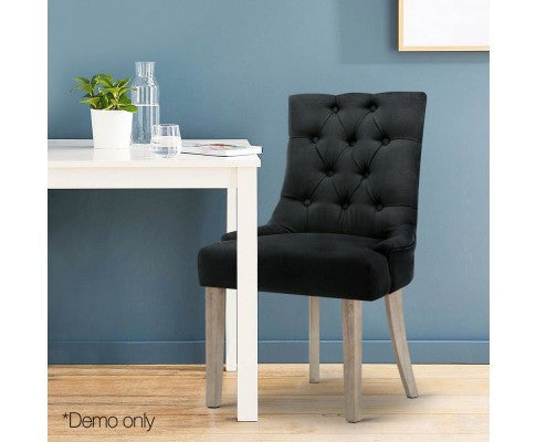 CAYES FRENCH PROVINCIAL FABRIC DINING CHAIR - BLACK