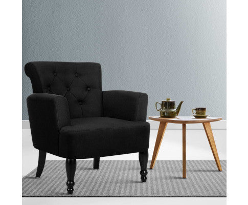 OPHELIA FABRIC LOUNGE ARMCHAIR - BLACK