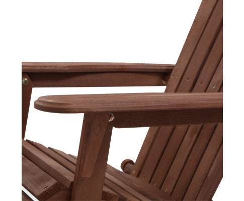 ORBITS OUTDOOR FOLDABLE ADIRONDACK CHAIR WITH SIDE TABLE - BROWN