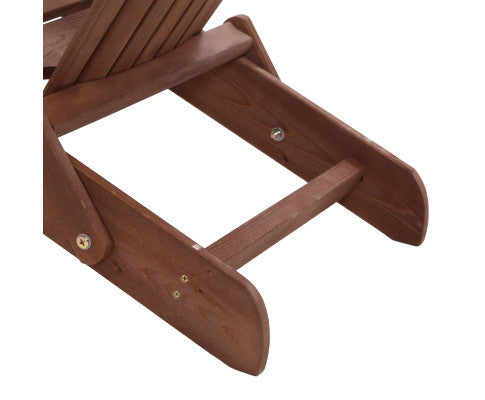 ORBITS OUTDOOR FOLDABLE ADIRONDACK CHAIR WITH SIDE TABLE - BROWN