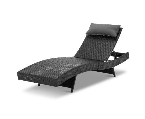 REEZMAR OUTDOOR WICKER SUN LOUNGE - BLACK