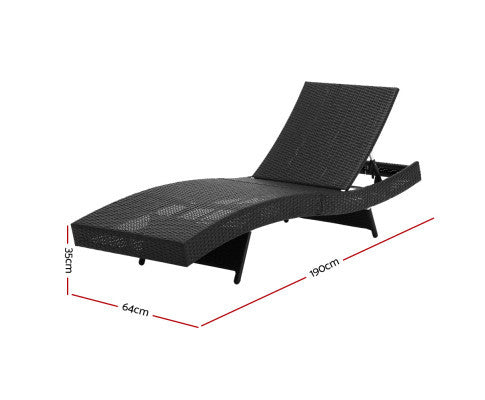 REEZMAR OUTDOOR WICKER SUN LOUNGE - BLACK