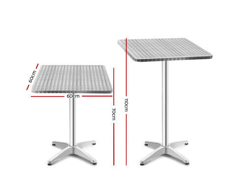 LEVI INDOOR/ OUTDOOR ADJUSTABLE SQUARE BAR TABLE - SILVER