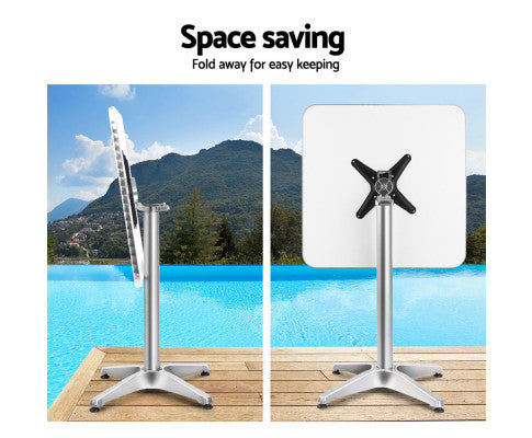 LEVI INDOOR/ OUTDOOR ADJUSTABLE SQUARE BAR TABLE - SILVER