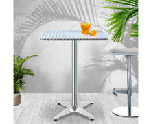 LEVI INDOOR/ OUTDOOR ADJUSTABLE SQUARE BAR TABLE - SILVER