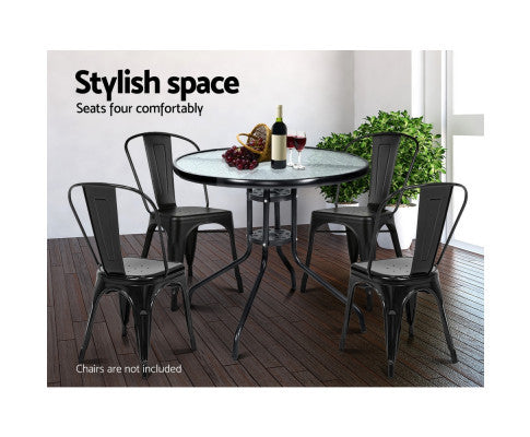 AYLIN INDOOR/ OUTDOOR ROUND GLASS BAR TABLE - AS PICTURED