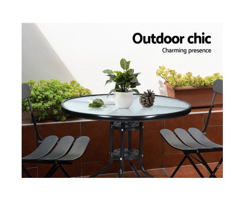 AYLIN INDOOR/ OUTDOOR ROUND GLASS BAR TABLE - AS PICTURED