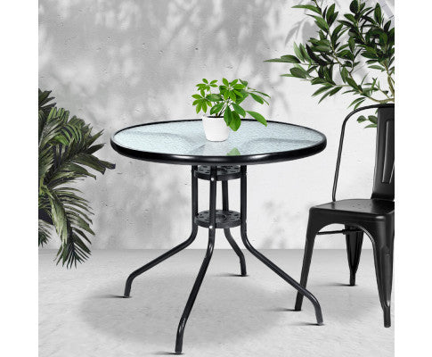AYLIN INDOOR/ OUTDOOR ROUND GLASS BAR TABLE - AS PICTURED