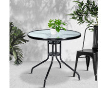 AYLIN INDOOR/ OUTDOOR ROUND GLASS BAR TABLE - AS PICTURED
