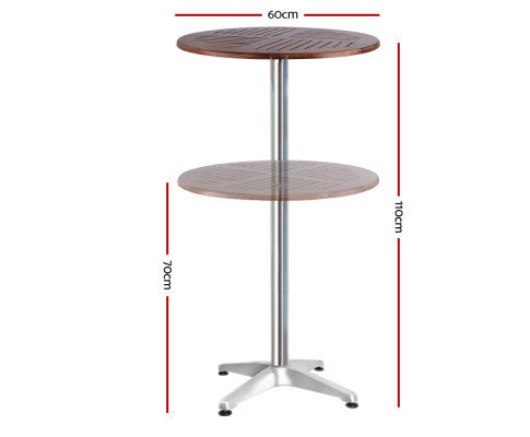 LEVI INDOOR/ OUTDOOR ADJUSTABLE ROUND BAR TABLE - WOODEN
