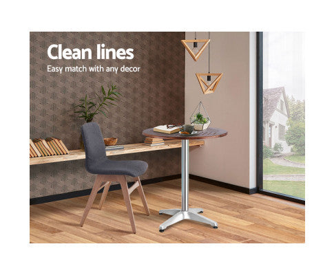 LEVI INDOOR/ OUTDOOR ADJUSTABLE ROUND BAR TABLE - WOODEN