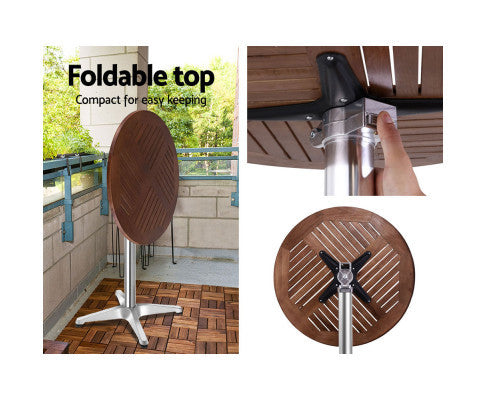 LEVI INDOOR/ OUTDOOR ADJUSTABLE ROUND BAR TABLE - WOODEN