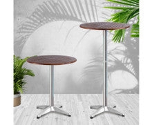 LEVI INDOOR/ OUTDOOR ADJUSTABLE ROUND BAR TABLE - WOODEN