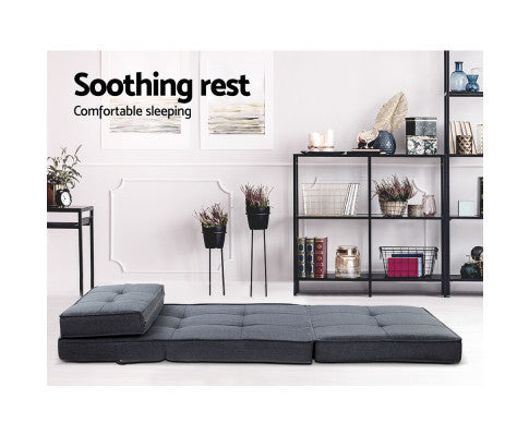 AMADEUS LINEN FLOOR LOUNGE RECLINER SOFA BED - GREY