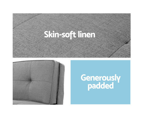 AMADEUS LINEN FLOOR LOUNGE RECLINER SOFA BED - LIGHT GREY