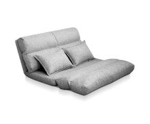 WARLEY 2 SEATER LINEN FABRIC FLOOR LOUNGE SOFA BED - LIGHT GREY