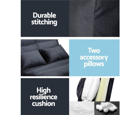 WARLEY 2 SEATER SUEDE FABRIC FLOOR LOUNGE SOFA BED - CHARCOAL