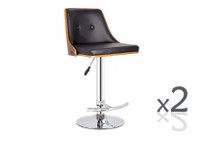 FLORENCE GAS LIFT (SET OF 2) BAR STOOL -SEAT: 670-895(H) - BLACK + WALNUT