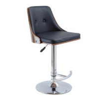 FLORENCE GAS LIFT (SET OF 2) BAR STOOL - BLACK + WALNUT