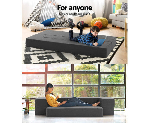 QUARTZ SOFA BED FOLDING FOAM MATTRESS - DARK GREY
