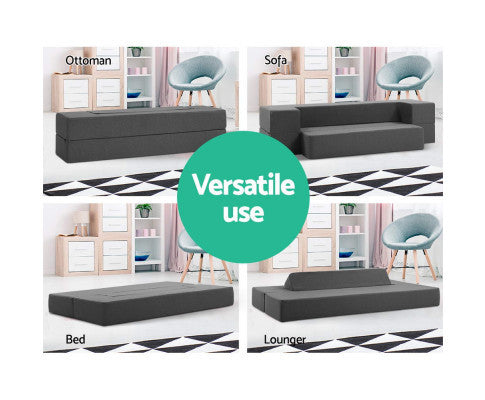 QUARTZ SOFA BED FOLDING FOAM MATTRESS - DARK GREY