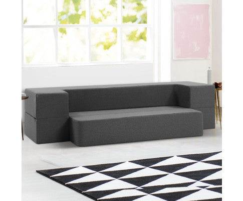 QUARTZ SOFA BED FOLDING FOAM MATTRESS - DARK GREY