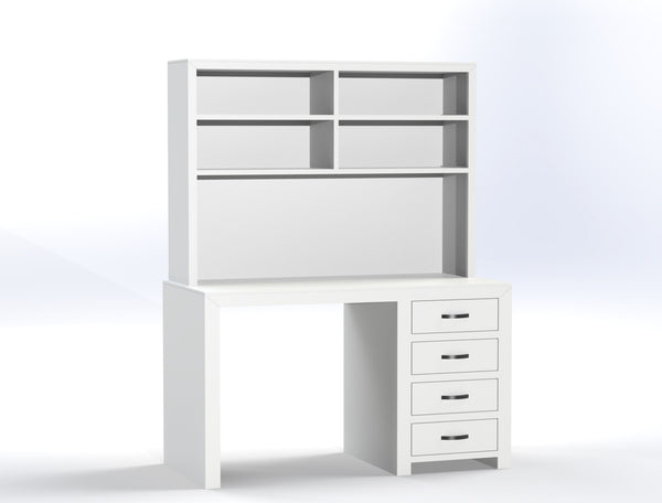 BUSTIN (CUSTOM MADE) 4 DRAWER DESK AND HUTCH - ASSORTED COLOURS