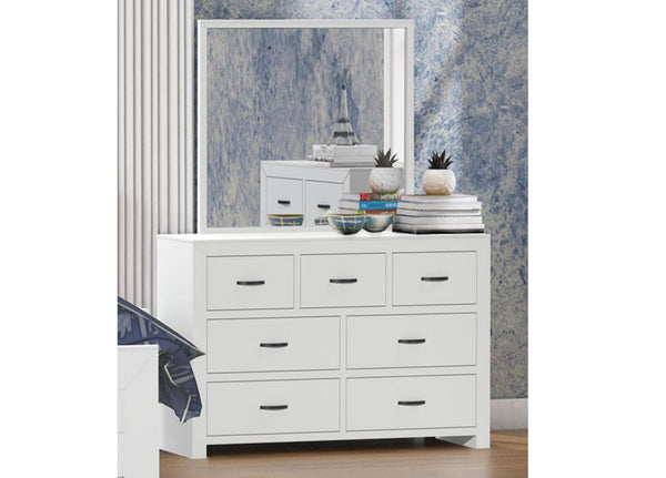BUSTIN 7 DRAWER DRESSER WITH MIRROR - 875(H) X 1480(W) - ASSORTED COLOURS