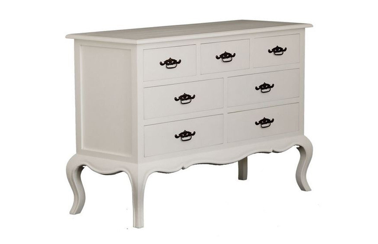 FRENCH PROVINCIAL 7 DRAWER SIDEBOARD (TB 007 FP) -900(H) X 1300(W) - WHITE